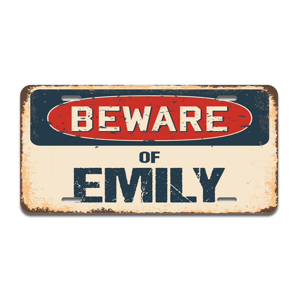 Beware Of Emily Rustic Sign SignMission Classic Rust Wall Plaque Decoration 