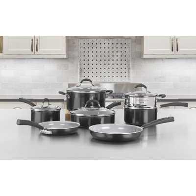 11 Piece Ceramic Non Stick Cookware Set Cuisinart Color: Black