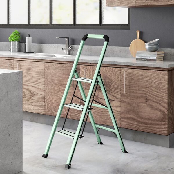 White Step Stool Ladder Wooden Home Kitchen Garage Room Furniture Climbing Chair 