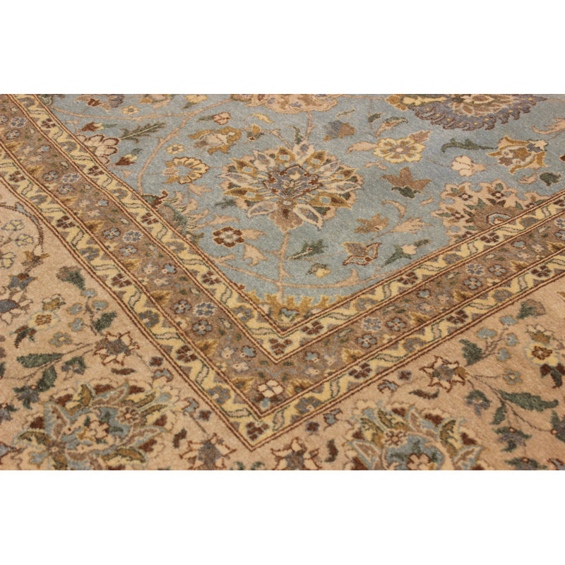 Arshs Fine Rugs Campton Hand Knotted Wool Blue Tan Area Rug