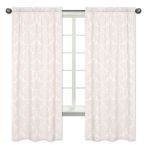 Amelia Damask Semi-Sheer Rod pocket Curtain Panels (Set of 2)