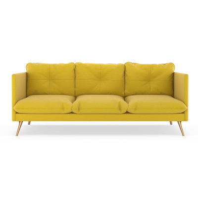 Brayden Studio Rodrick Oxford Weave Sofa Finish Brass Upholstery