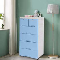 6 Drawers Dresser Bedroom Unit Shelf Organizer Storage Tower Closet Cabinet Blue