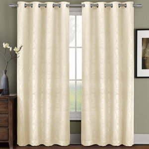 Schmitt Jacquard Solid Semi-Sheer Grommet Curtain Panels (Set of 2)