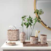 Classic Brown Elegant 6 Piece Bathroom Ceramic Accessory Set High Quality 