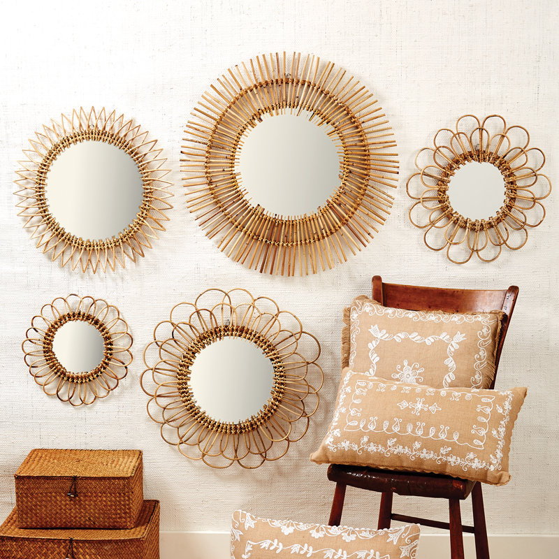 Danika 5 Piece Natural Rattan Wall Mirror Set Reviews Joss Main