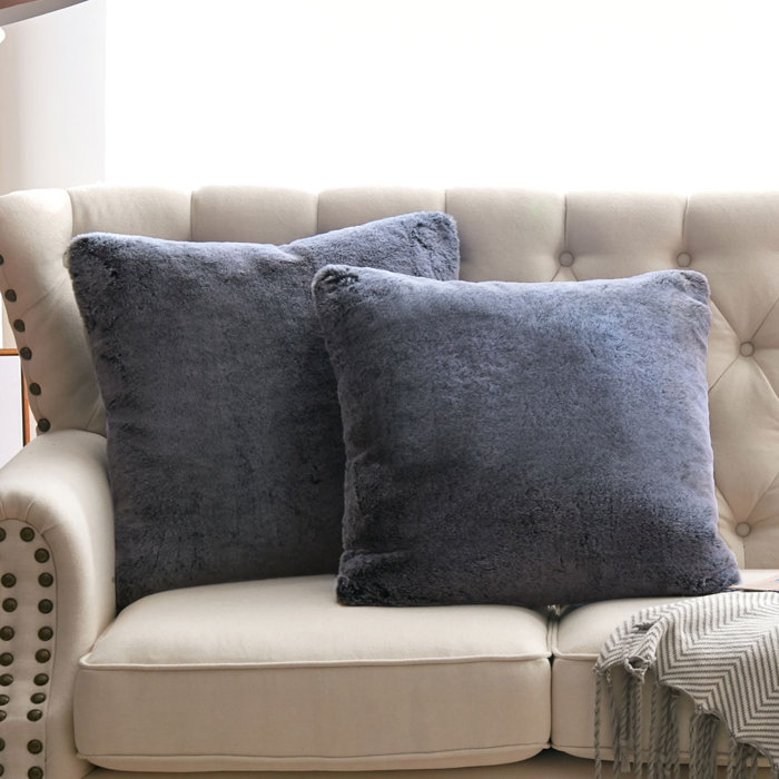 Ebern Designs Dinnington Heavy Faux Fur Throw Pillow Cover Wayfair