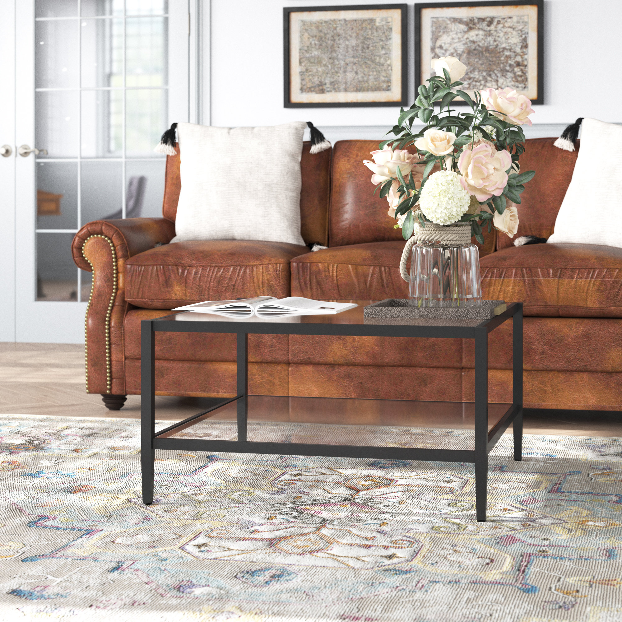 Willa Arlo Interiors Portishead Glass 4 Legs Coffee Table with Storage