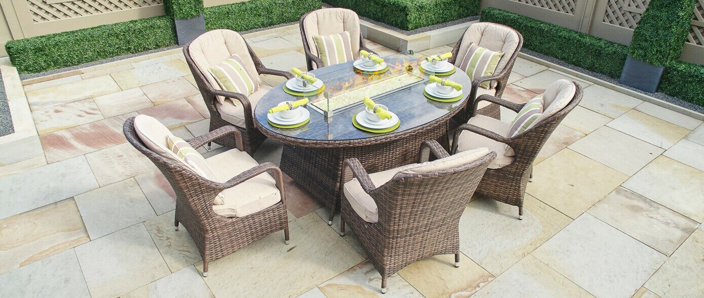 Leppert 7 Piece Dining Set with Firepit
