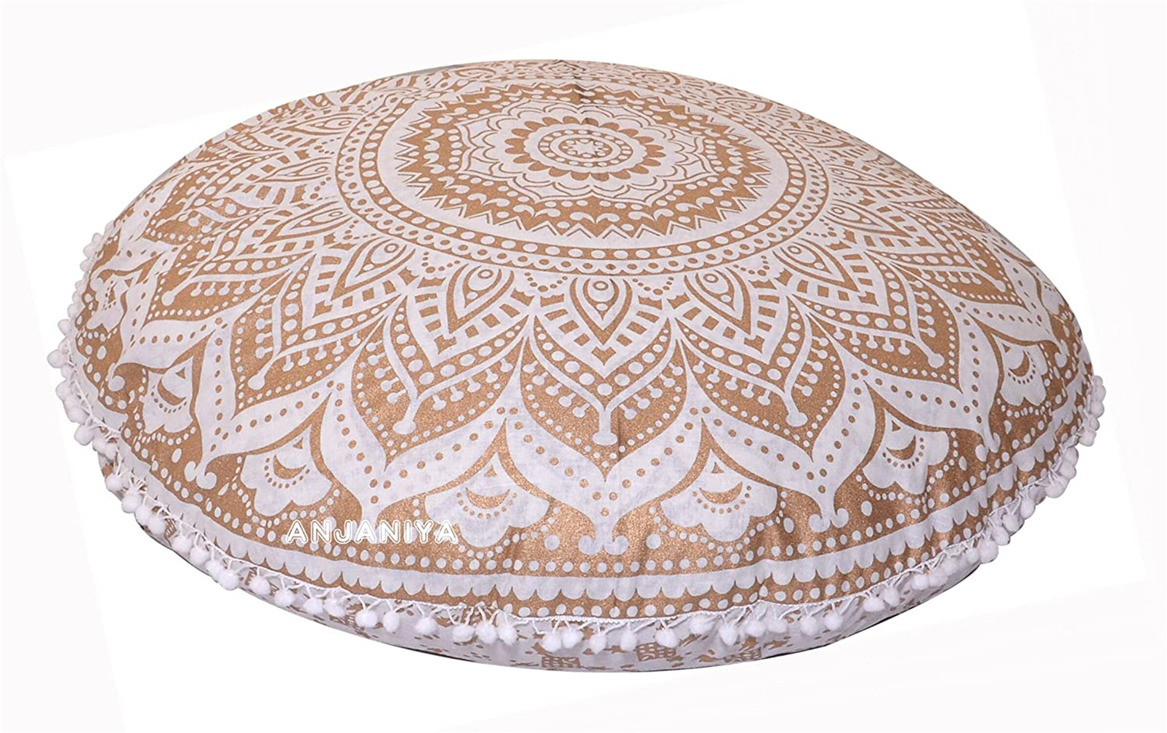 32" Indian Round Multi Star Mandala Pillow Meditation Cushion Pouf Ottoman Cover