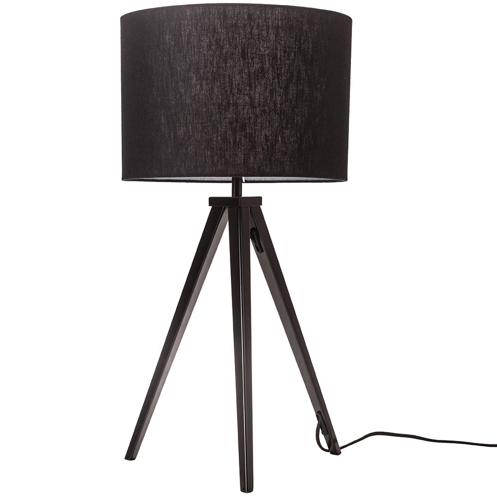 Corrigan Studio® Modern Home Black Metal Tripod Director Table Lamp With Jute Shade Mid