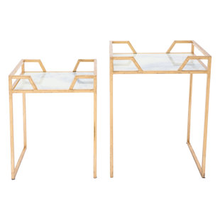 Brussels Faux Marble 2 Piece Nesting Tables by Mercer41 New