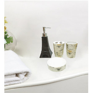 McDonough Paris Eiffel Tower 4 Piece Bathroom Accessory Set