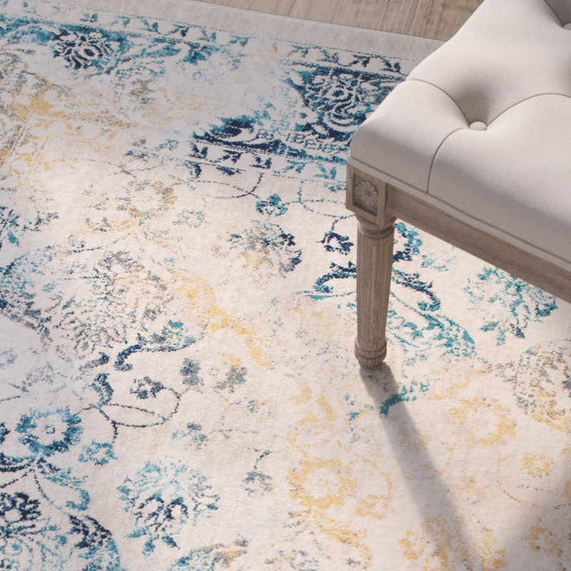 Ophelia Co Aquila Blue Yellow Gold Area Rug Reviews Wayfair Aquila Blue Yellow Gold Area Rug