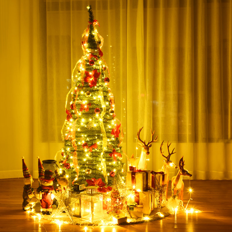 The Holiday Aisle 6 Pop Up Artificial Christmas Tree With 250 Multi Function Lights Wayfair