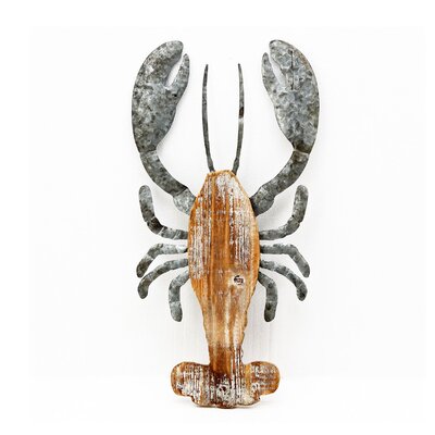 3D Wood and Galvanized Ocean Lobster Wall Décor