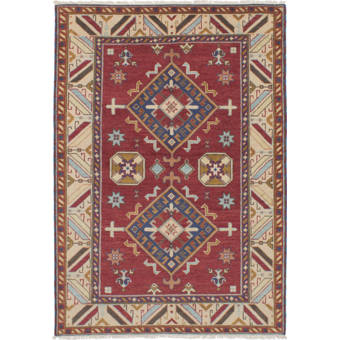 Isabelline One Of A Kind Filip Hand Knotted Red Green Yellow 4 X 6 Area Rug Wayfair