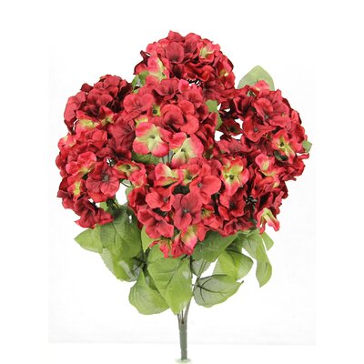 7 Stems Artificial Full Blooming Stain Hydrangea August Grove Color: Cranberry