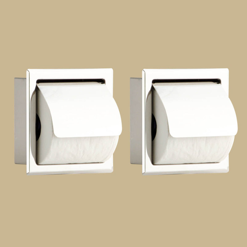 2 Recessed Stainless Steel Wall Mount Toilet Paper Holder