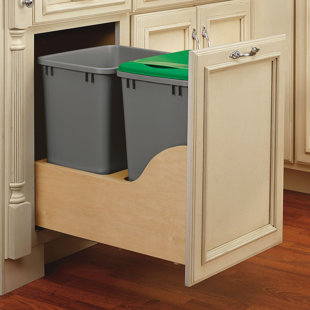 Wood Double Trash Bin Cabinet Wayfair Ca Double Pull Out Trash Can