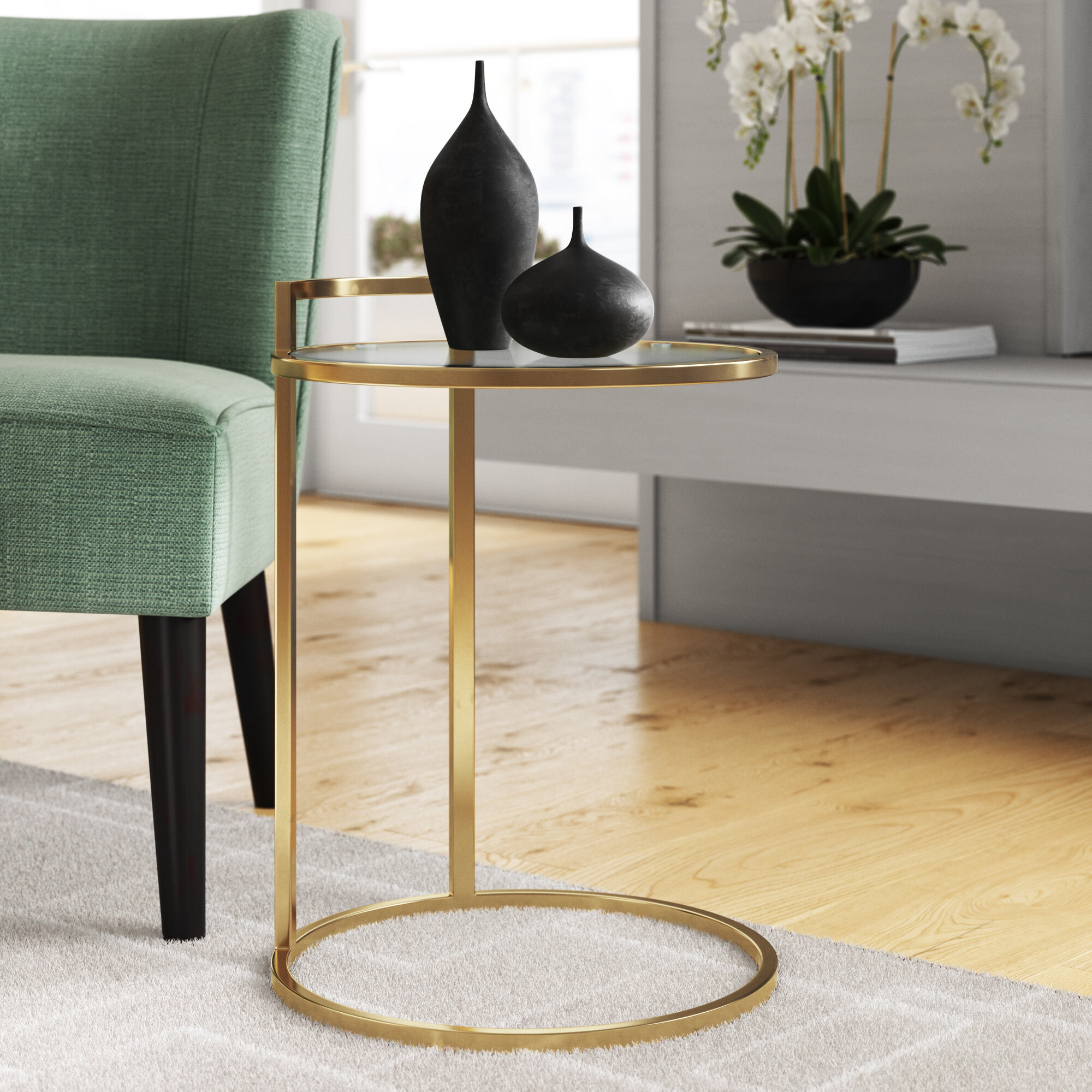 Nuevo 22'' Tall Glass C Table End Table & Reviews 