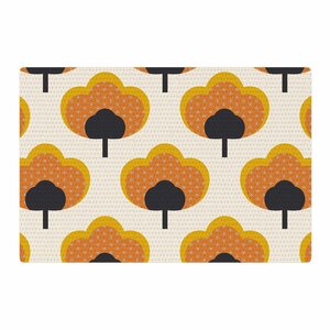 Natt Yellow Flowers Orange/Black Area Rug