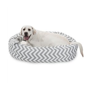 Chevron Sherpa Bagel Bolster Dog Bed