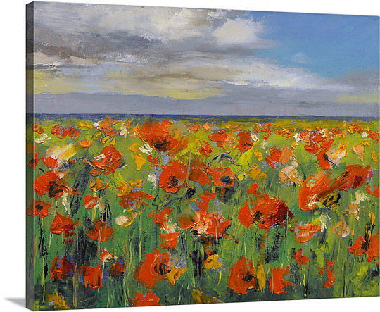 Canvas On Demand Poppy Field With Storm Clouds By Michael Creese