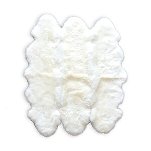 Rolande Hand-Woven Sheepskin White Area Rug