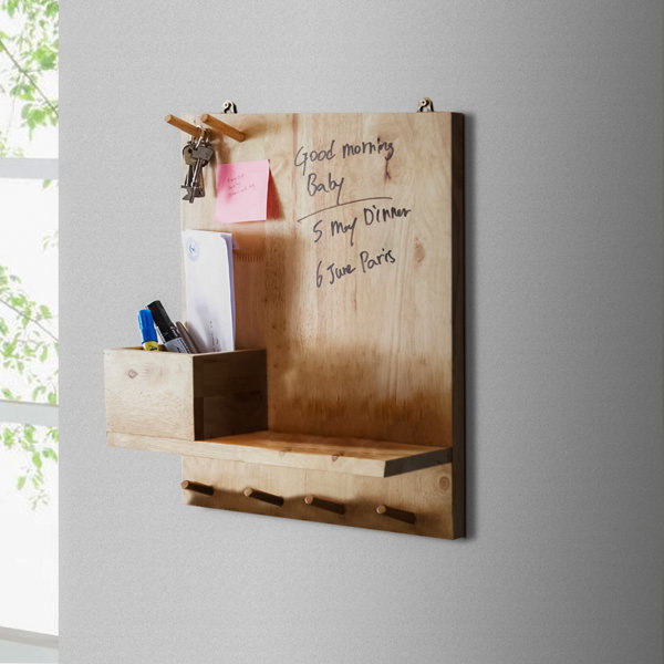 Benjara Wooden Wall Organizer With 1 Shelf And 1 Box Design Storage Brown Wayfair