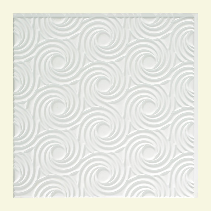 Fasade Cyclone 2 Ft X 2 Ft Glue Up Ceiling Tile In Matte White