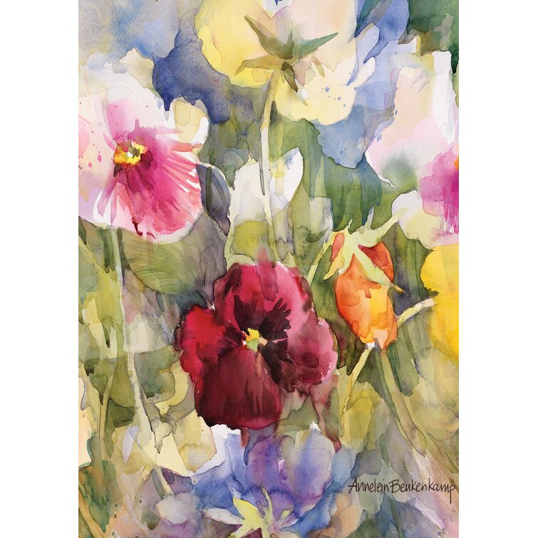 Toland Bouquet Of Pansies 28 x 40 House Flag Violets Bunch 
