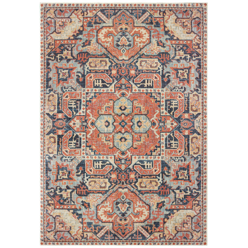 Solo Rugs Jeneva Oriental Blue Orange Area Rug Perigold