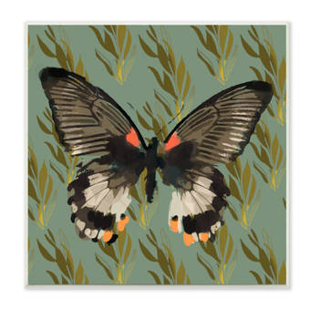Stupell Industries Butterfly On Gold Pattern Abstract Design By