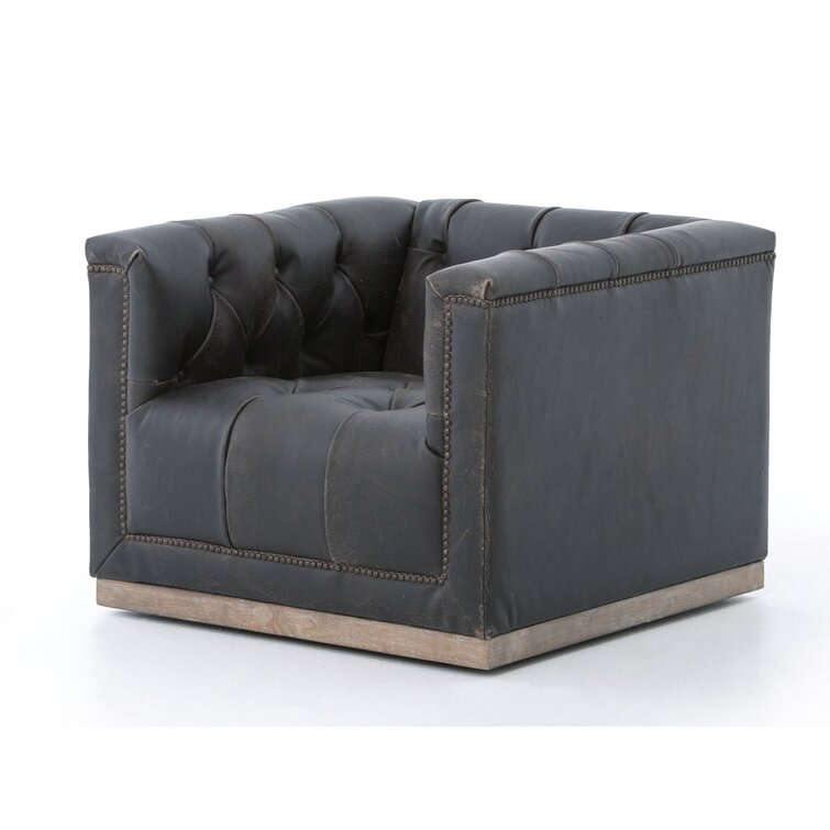 four hands leather swivel chair