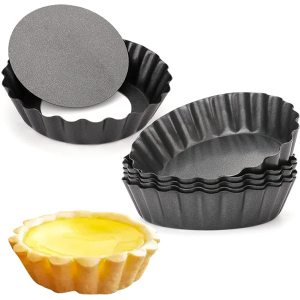 Mini Tart Pans Set Of 6 Non Stick Carbon Steel Fruit Tarts Desserts Bakeware 4in 