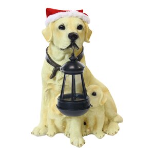 Solar Christmas Dog and Puppy with Motion Sensored Bark