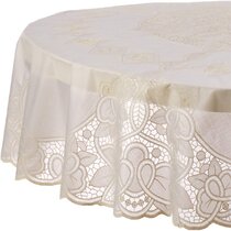 Fleur Early American designs; Vinyl Lace Tablecloth easy-to-care for Machine washable/Dryer safe. light gauge vinyl Elegant 