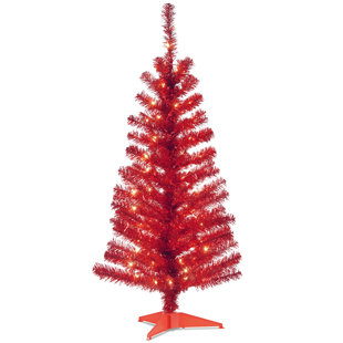 tinsel trees 4 red artificial christmas tree with 70 clear lights and stand - American Sales Christmas Trees tinsel trees 4 red artificial christmas tree with 70 clear lights and stand - American Sales Christmas Trees