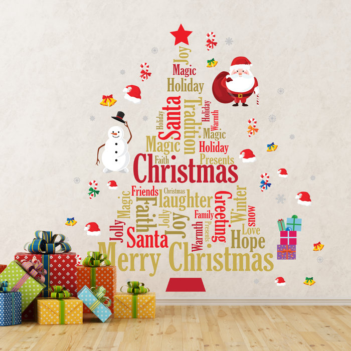 English Quote Christmas Tree Santa Wall Decal English Quote Christmas Tree Santa Wall Decal
