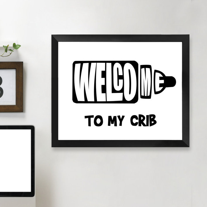 East Urban Home Welcome Crib White Framed Textual Art Wayfair