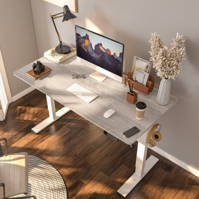 Mancheer Home Office Height Adjustable Standing Desk with USB Ports and Cable Management Tray