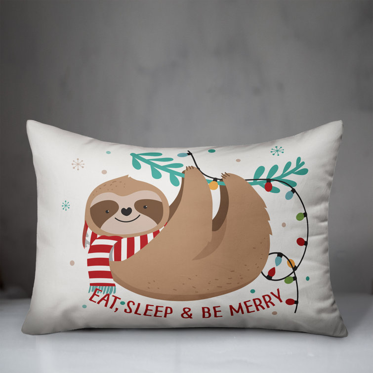 sloth christmas pillow