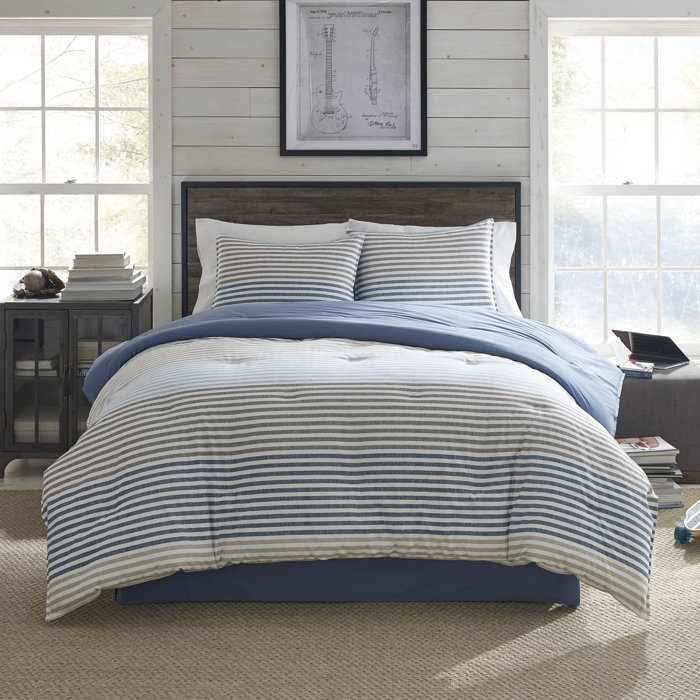 Izod Chambray Stripe Reversible Comforter Set Reviews Wayfair Ca