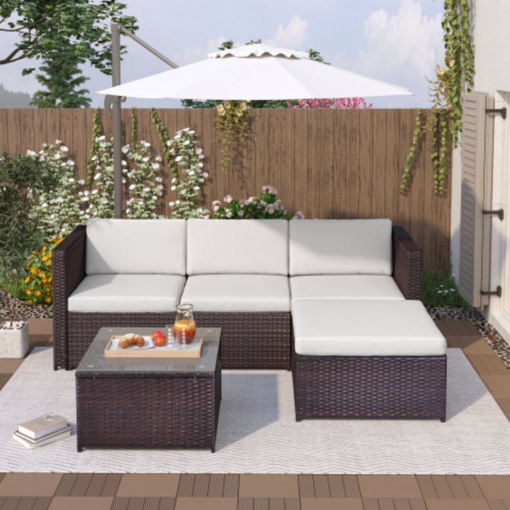 Ebern Designs 4-Sitzer Lounge-Set Bryttani aus Rattan mit Polster