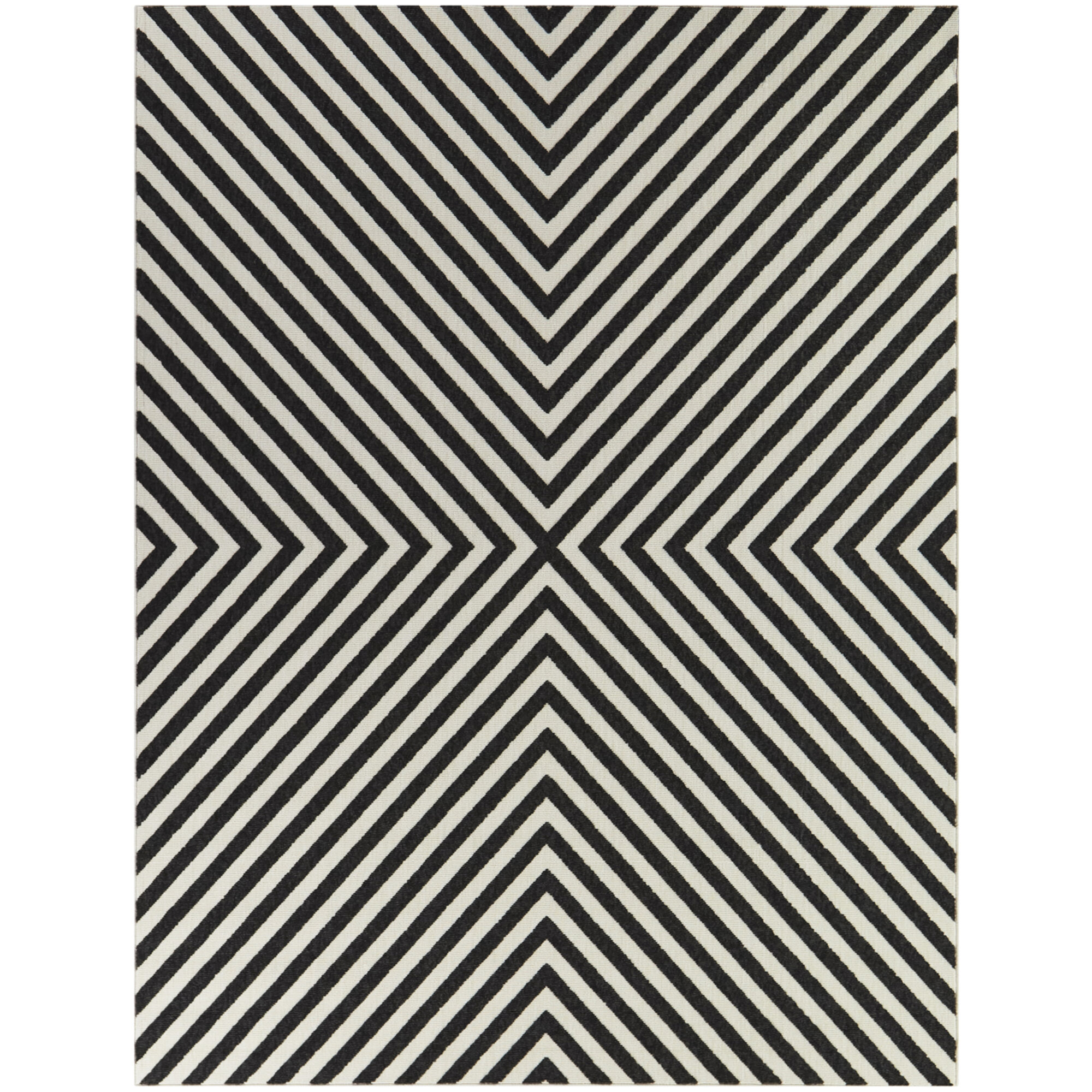 Wade Logan® Erwinville Chevron Indoor/Outdoor Area Rug in Black/ White ...