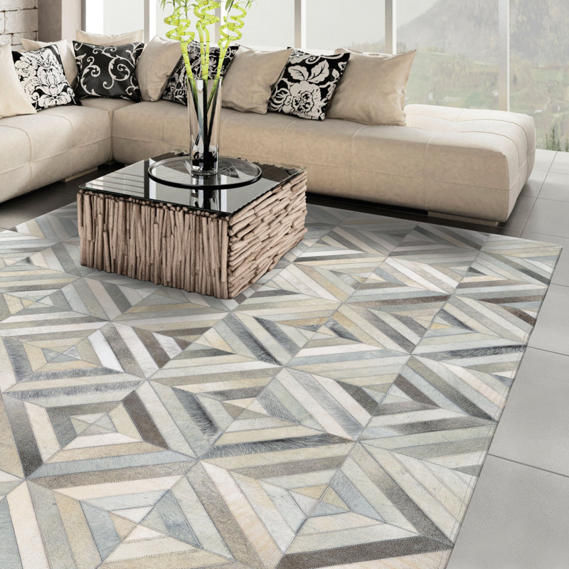 Williston Forge Easthampton Hand Woven Cowhide Leather Ivory Area Rug Reviews Wayfair
