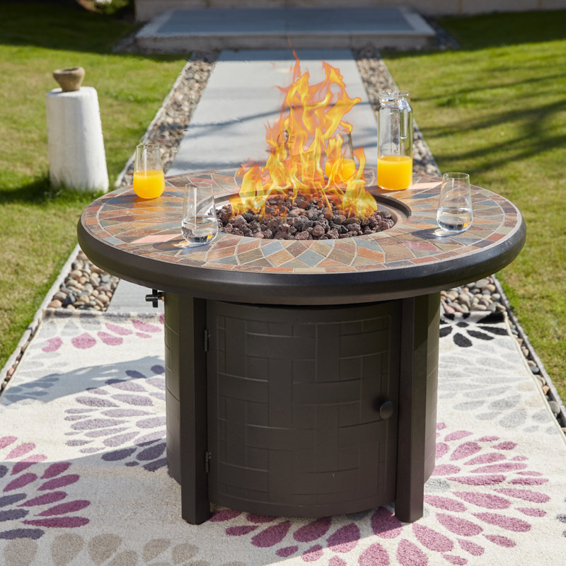 Ebern Designs Point Steel Propane Fire Pit Table Reviews
