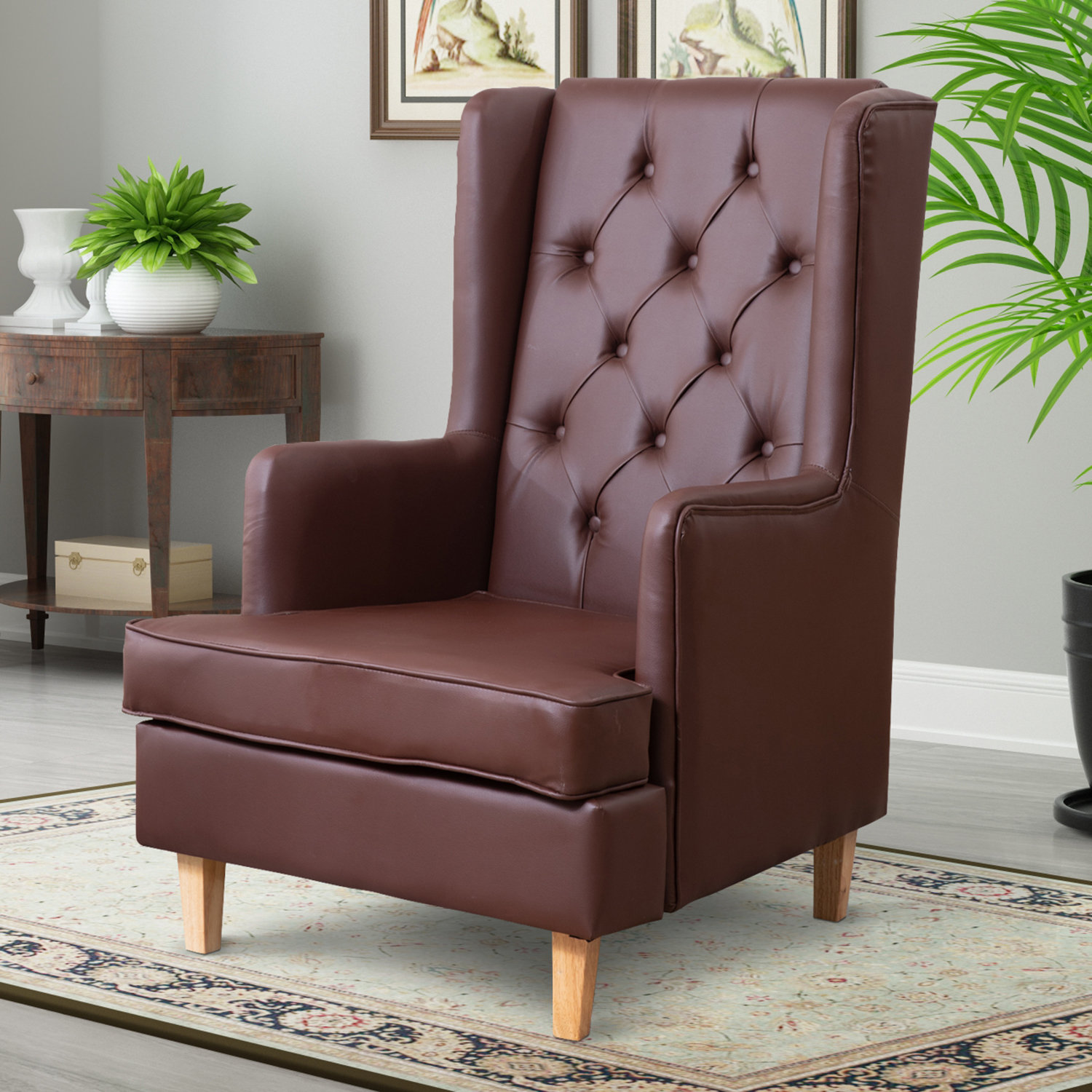faux leather armchair