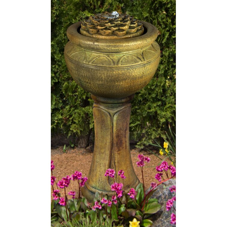 Download Henri Studio Concrete Dahlia Patio Bubbler Fountain With Light Wayfair